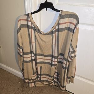 Plaid WomeTop- Tan and Gray